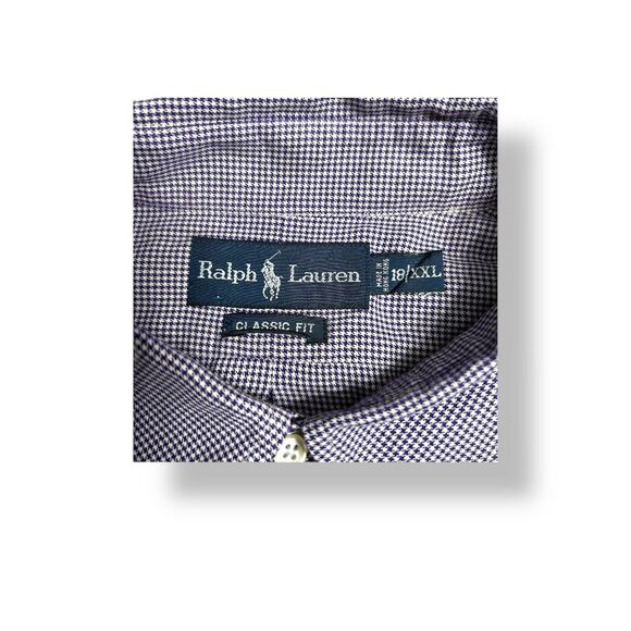 Ralph Lauren Men’s XXL Purple Houndstooth Check Classic Fit Button Down Shirt - Picture 6 of 9